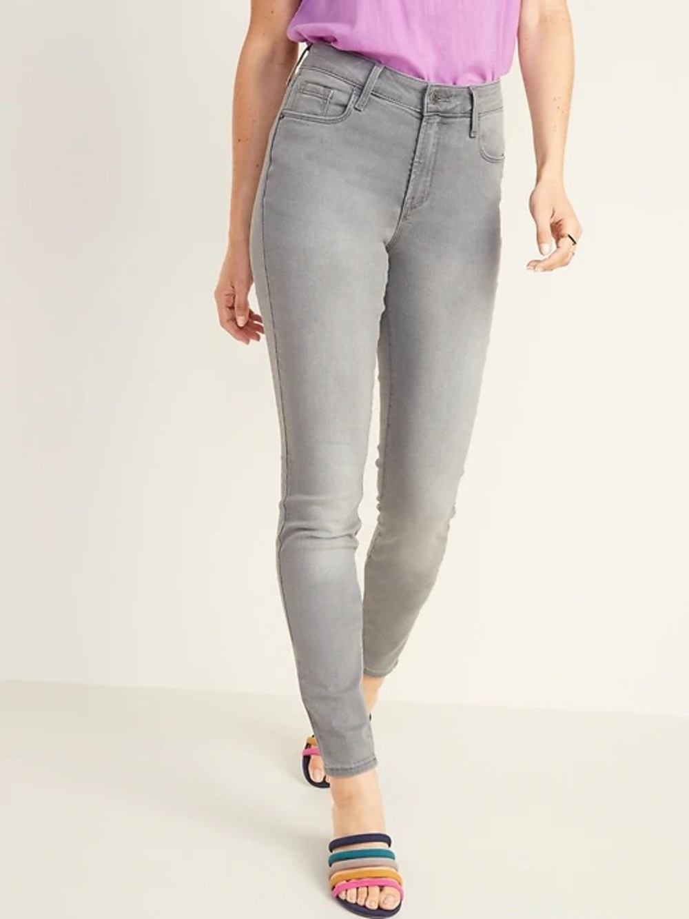 Old Navy Rockstar Gray Mid-Rise Stretch Skinny Jeans Size 2